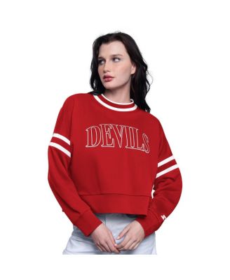 Starter - Women's Red New Jersey Devils Power Play Cropped Pullover Sweatshirt