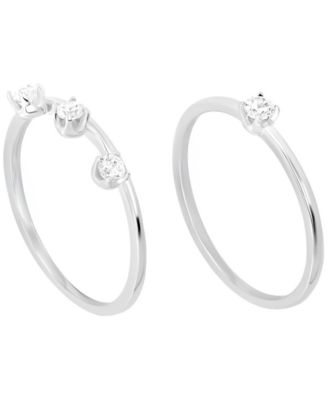 Macy's - 2-Piece Cubic Zirconia Stackable Ring Set (0.48 ct. t.w.) in Sterling Silver