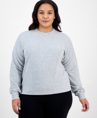 ID Ideology - Plus Size Ottoman Knit Crewneck Pullover Top