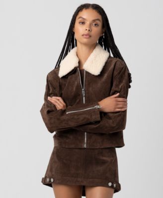 BLANK NYC - Suede Women's Sherpa Collar Jacket
