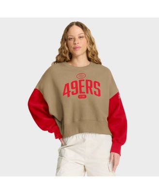 Nike - Women's Tan San Francisco 49ers Oversized Rewind Pullover Sweatshirt