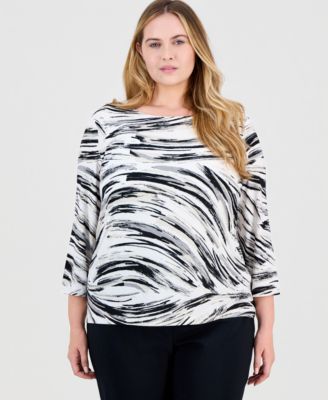 JM Collection - Plus Size Beth Scoop-Neck Top