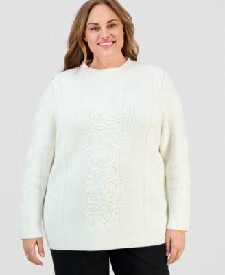 Anne Klein - Plus Size Soutache Embroidered Sweater