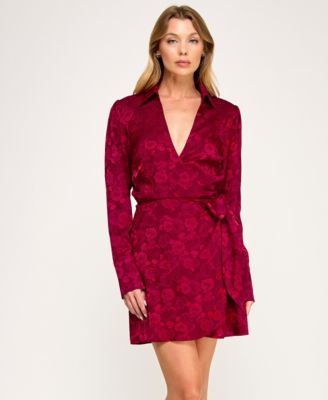 ROW A - Junior's Long Sleeve Wrap Mini Dress