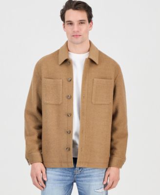 GUESS - Men's Furry Long Sleeve Button-Front Overshirt