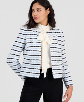 Anne Klein - Women's Tweed Kissing-Front Cropped Jacket