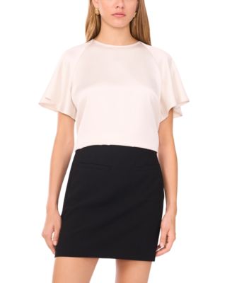 1.STATE - Women's Flutter Sleeve Crewneck Blouse