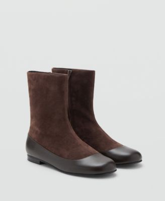 MANGO - Women's Combined Leather Ankle Boots
