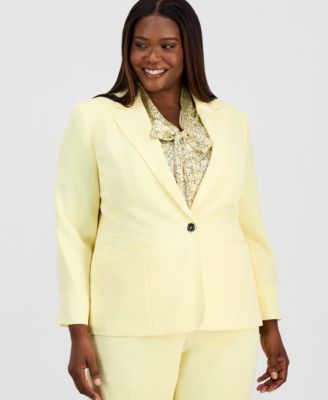 Kasper - Plus Size Notch Collar One-Button Blazer