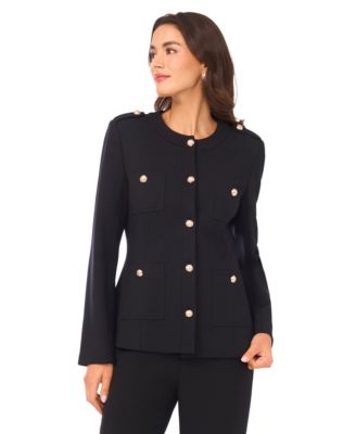 CeCe - Women's Long Sleeve Knit Button Epaulets Blazer