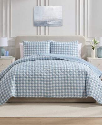 Gingham Microfiber 3-Pc. Quilt Set, Full/Queen image
