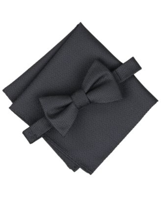 Alfani - Men's 2-Piece Amado Solid Bow Tie and Pocket Square Set