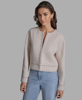 BCBG - Women's Textured Stud Trim Long-Sleeve Jacket