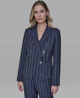 KARL LAGERFELD PARIS - Women's Long-Sleeve Sequin Stripe Jacket