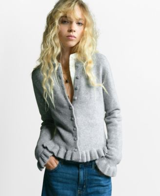 MANGO - Women's Ruffle Knit Cardigan