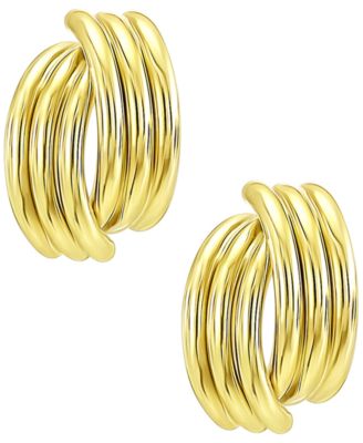 Macy's - Ribbed Stud Earrings in 10K Yellow Gold