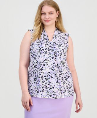 Kasper - Plus Size Knot-Front Sleeveless Top