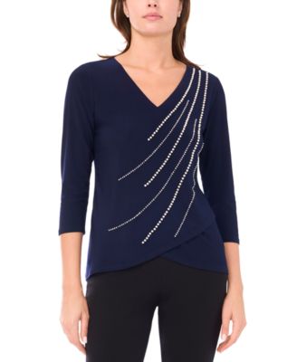 MSK - Petite V-Neck Tulip Hem Top