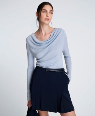 Kenneth Cole - Women's Asymmetrical Drape Front Long-Sleeve Sweater