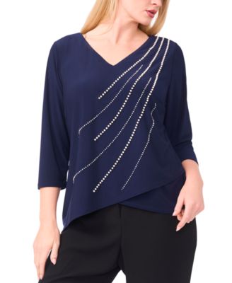 MSK - Plus Size V-Neck Top with Tulip Hem