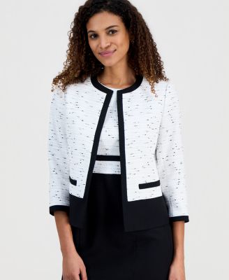 Kasper - Women's Framed Tweed Collarless Jacket