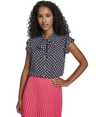 Tommy Hilfiger - Women's Double Dot Tie Neck Top