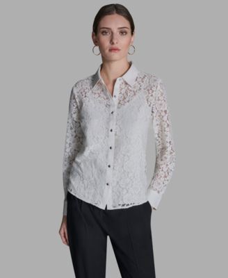 BCBG - Women's Long-Sleeve Lace Blouse