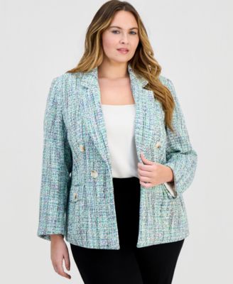 Jones New York - Plus Size Open-Front Tweed Jacket