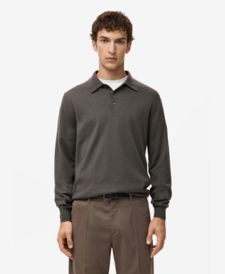 MANGO - Men's Merino Wool Polo Sweater