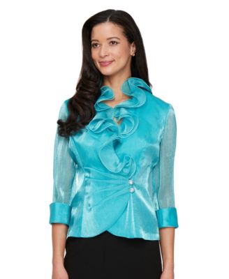 Alex Evenings - Women's Ruffle Neck Chiffon Blouse
