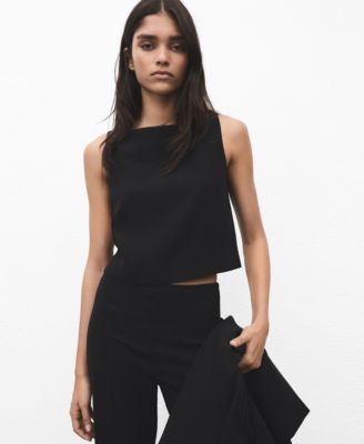 MANGO - Women's Cropped Suit Waistcoat