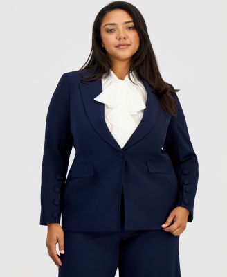 Tahari ASL - Plus Size Peak Lapel One-Button Blazer