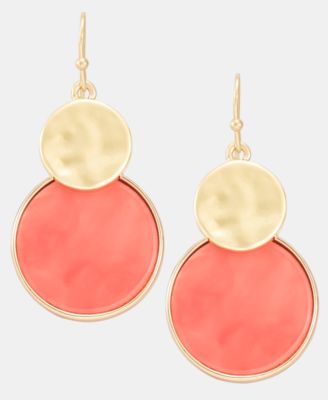 Style & Co - Disc & Stone Inlay Drop Earrings