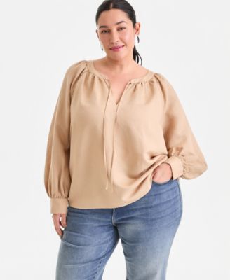 I.N.C. International Concepts - Plus Size Bubble-Sleeve Top