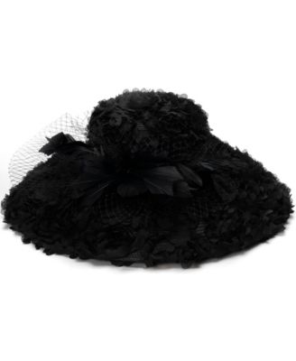 August Hats - Rosette Overlay Widebrim Hat