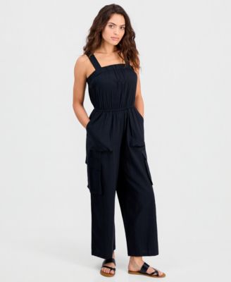 And Now This - Petite Cotton Cargo Jumpsuit