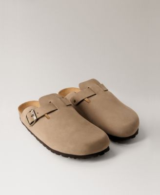 MANGO - Women's Leather Clog Shoes