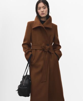MANGO - Women's Belted Manteco Wool Coat