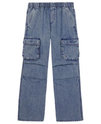Calvin Klein - Girls' 7-16 Denim Pull-On Cargo Pants