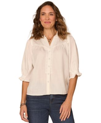 Democracy - Petite Below Elbow Button-Down Top