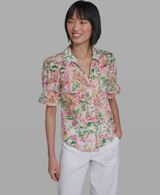KARL LAGERFELD PARIS - Women's All-over Printed Button Down Top