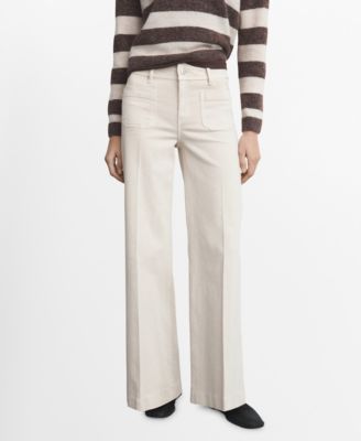 MANGO - Women's Pockets Wide-Leg Jeans