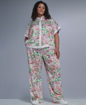 KARL LAGERFELD PARIS - Plus Size Printed Soft Pants