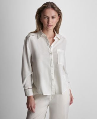 DKNY Jeans - Petite Long-Sleeve Button Front Shirt