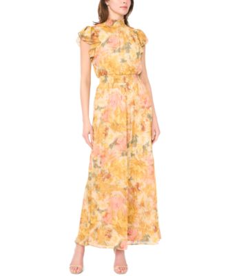 MSK - Petite Flutter-Sleeve Mock Neck Jumpsuit