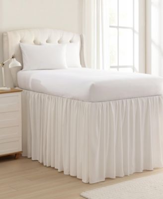 Laura Ashley - Solid Washed Microfiber Bedskirt, Twin XL