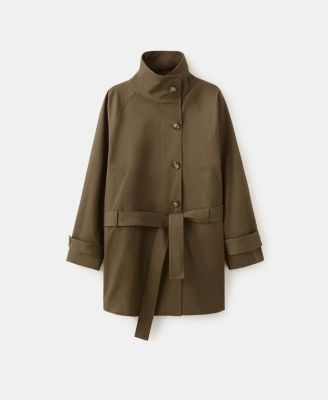 MANGO - Women's Funnel Neck Belt Trench Coat