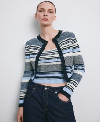 MANGO - Women's Stripped Knit Cardigan