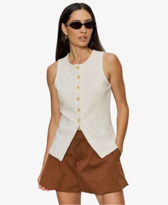 Sanctuary - Women's Crewneck Button-Front Knit Vest