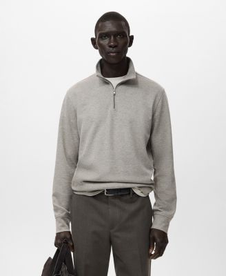 MANGO - Men's Regular-Fit Zipper-Neck Sweatshirt